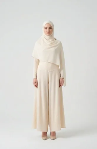 Ensemble Jupe Et Pantalon En Tissu Şile 0500-09 Crème 0500-09