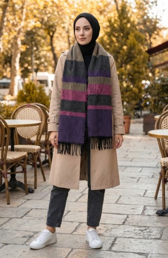 Schultertuch Mit Fischgrätenmuster 2035-05 Lila 2035-05