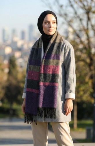 Schultertuch Mit Fischgrätenmuster 2035-05 Lila 2035-05