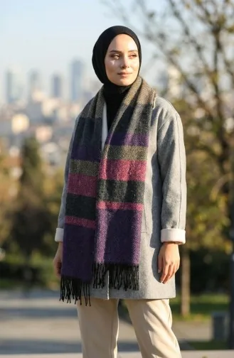 Schoudersjaal Met Visgraatmotief 2035-05 Paars 2035-05