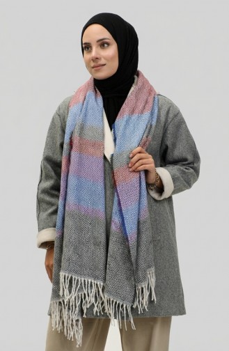 Balık Sırtı Desenli Omuz Şalı 2035-06 Bordo