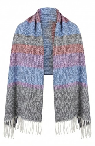 Balık Sırtı Desenli Omuz Şalı 2035-06 Bordo