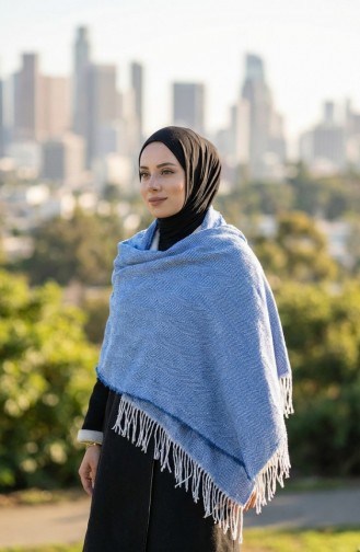 Düz Akrilik Omuz Şalı 2063-02 Saks