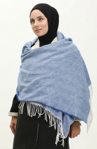Düz Akrilik Omuz Şalı 2063-02 Saks