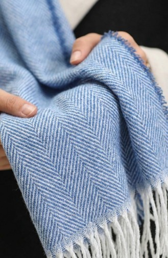 Düz Akrilik Omuz Şalı 2063-02 Saks