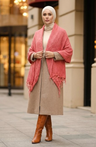 Triko Örme Omuz Şalı 2064-02 Nar Çiçeği