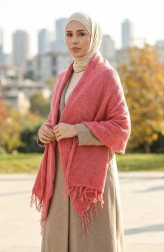 Triko Örme Omuz Şalı 2064-02 Nar Çiçeği