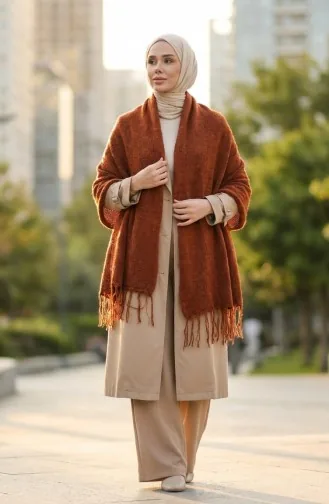 Tricot Epaule Tricoté Châle 2064-07 Marron 2064-07