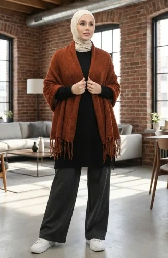 Tricot Epaule Tricoté Châle 2064-07 Marron 2064-07