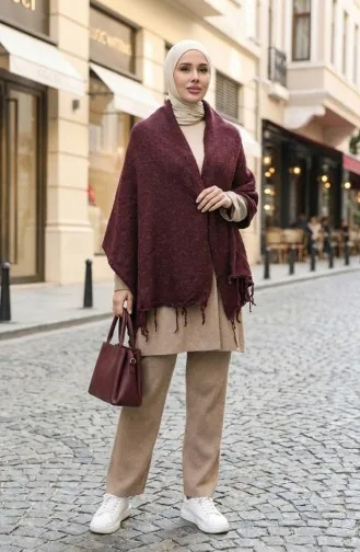 Tricot Epaule Tricoté Châle 2064-08 Prune 2064-08