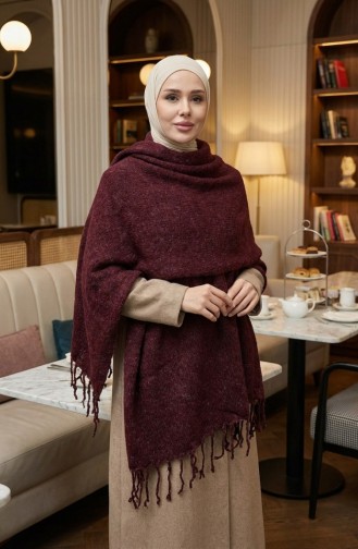 Triko Örme Omuz Şalı 2064-08 Mürdüm
