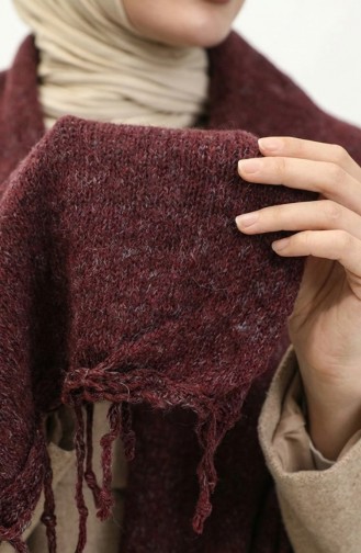 Triko Örme Omuz Şalı 2064-08 Mürdüm