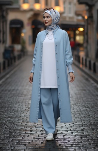 بدلة من قطعتين من قماش التنسل 260625-01 أزرق فاتح 260625-01