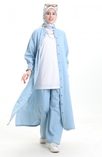 بدلة من قطعتين من قماش التنسل 260625-01 أزرق فاتح 260625-01
