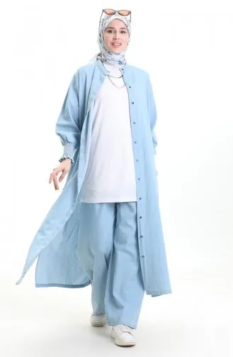 Costume Deux Pièces En Tissu Tencel 260625-01 Bleu Clair 260625-01