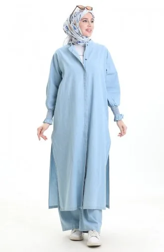 Costume Deux Pièces En Tissu Tencel 260625-01 Bleu Clair 260625-01