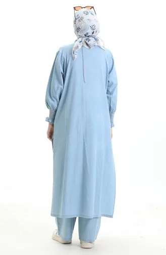 Costume Deux Pièces En Tissu Tencel 260625-01 Bleu Clair 260625-01