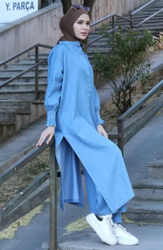 Costume Deux Pièces En Tissu Tencel 260625-02 Bleu 260625-02