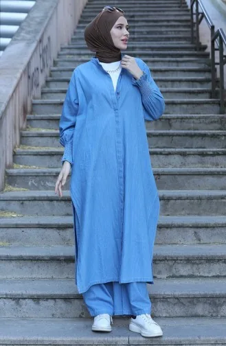 Costume Deux Pièces En Tissu Tencel 260625-02 Bleu 260625-02