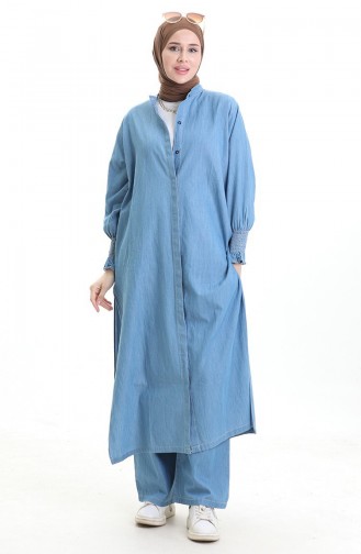 Tencel Stoff Zweiteiliger Anzug 260625-02 Blau 260625-02