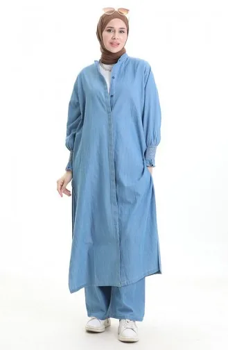 Costume Deux Pièces En Tissu Tencel 260625-02 Bleu 260625-02