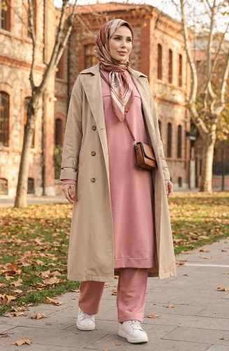 Ensemble Deux Pièces Tunique Et Pantalon 0549-01 Rose Poudré 0549-01