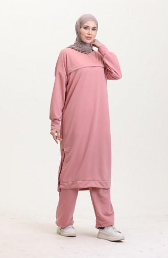 Ensemble Deux Pièces Tunique Et Pantalon 0549-01 Rose Poudré 0549-01