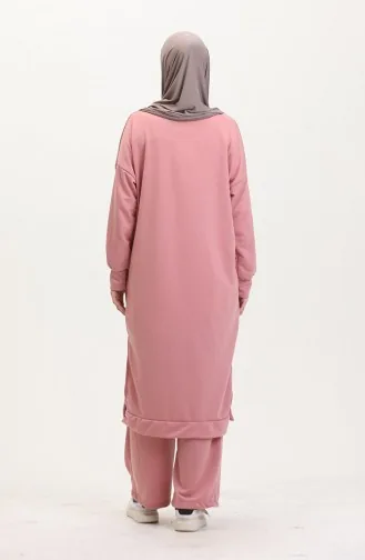 İki Iplik Tunik Pantolon İkili Takım 0549-01 Gül Kurusu