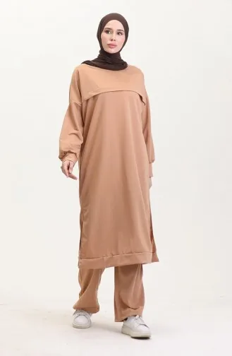 Two-Piece Tunic And Trousers Set 0549-04 Milk Coffee 0549-04