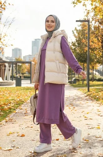 Zweiteiliges Tunika Und Hose Set 0549-06 Lila 0549-06