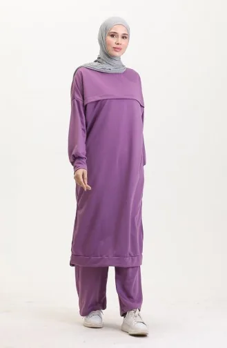 Zweiteiliges Tunika Und Hose Set 0549-06 Lila 0549-06