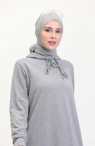 Zweifädiges Sportkleid Mit Kapuze 0190A-01 Grau 0190-01