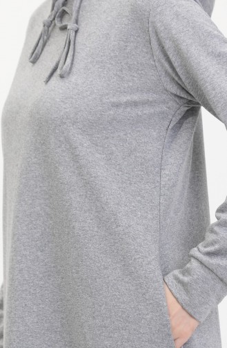 Zweifädiges Sportkleid Mit Kapuze 0190A-01 Grau 0190-01