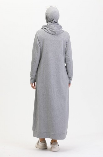Zweifädiges Sportkleid Mit Kapuze 0190A-01 Grau 0190-01