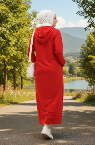 فستان رياضي خيطان بقبعة 0190-01 أحمر 0190-01