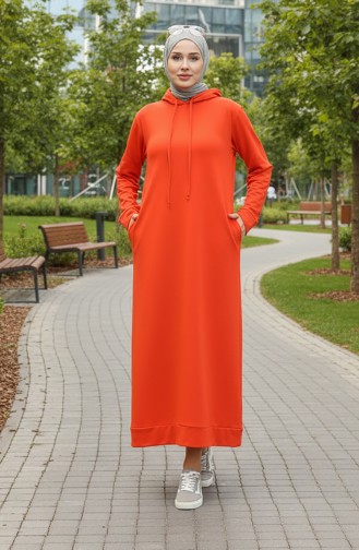 İki İplik Kapüşonlu Spor Elbise 0190-02 Oranj