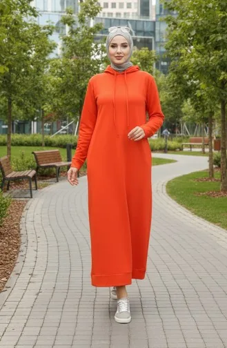 فستان رياضي خيطان بقبعة 0190-02 برتقالي 0190-02