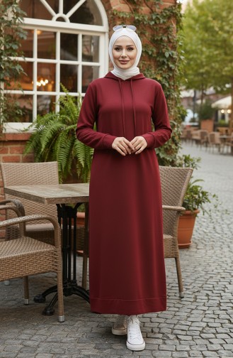 İki İplik Kapüşonlu Spor Elbise 0190-07 Koyu Bordo 0190-07