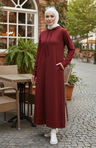 İki İplik Kapüşonlu Spor Elbise 0190-07 Koyu Bordo 0190-07