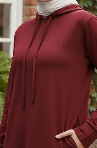 İki İplik Kapüşonlu Spor Elbise 0190-07 Koyu Bordo 0190-07