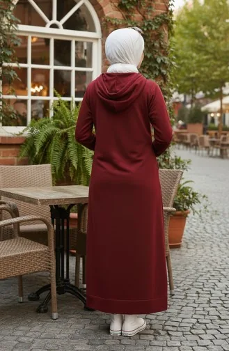 İki İplik Kapüşonlu Spor Elbise 0190-07 Koyu Bordo 0190-07