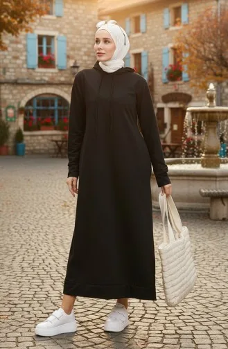 فستان رياضي خيطان بقبعة 0190-09 أسود 0190-09