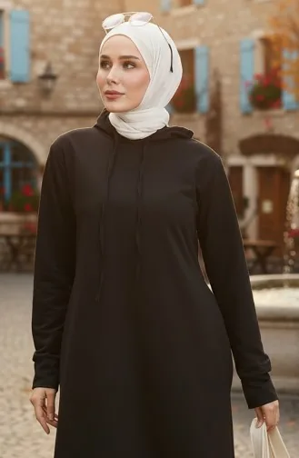 فستان رياضي خيطان بقبعة 0190-09 أسود 0190-09