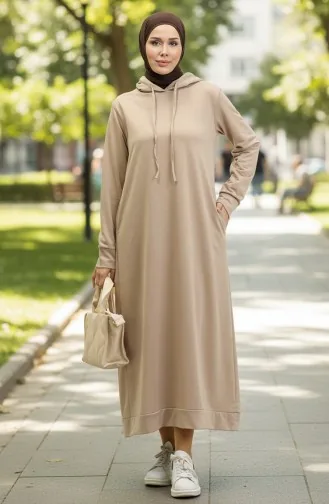 Zweifädiges Sportkleid Mit Kapuze 0190-12 Beige 0190-12