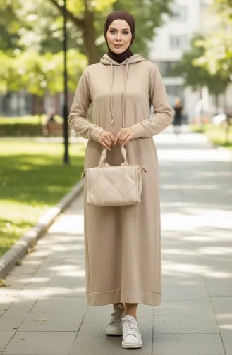 Zweifädiges Sportkleid Mit Kapuze 0190-12 Beige 0190-12