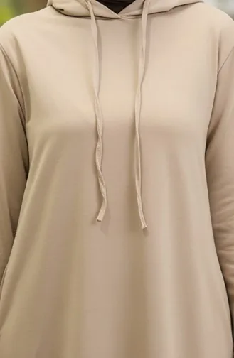 Zweifädiges Sportkleid Mit Kapuze 0190-12 Beige 0190-12