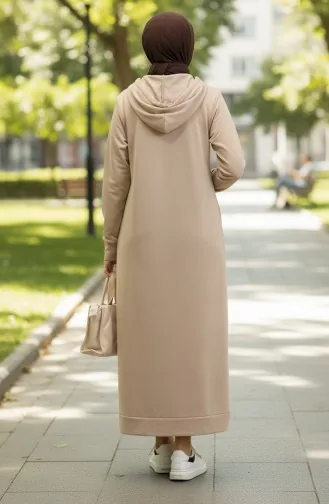 Zweifädiges Sportkleid Mit Kapuze 0190-12 Beige 0190-12