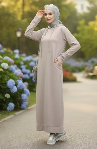 İki İplik Kapüşonlu Spor Elbise 0190-13 Taş 0190-13