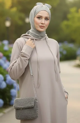 İki İplik Kapüşonlu Spor Elbise 0190-13 Taş 0190-13