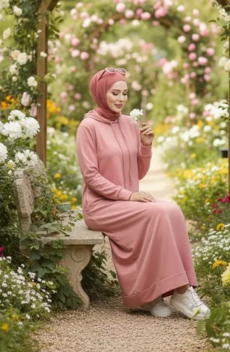 Robe Sport A Capuche Deux Fils 0190-16 Rose Poudré 0190-16